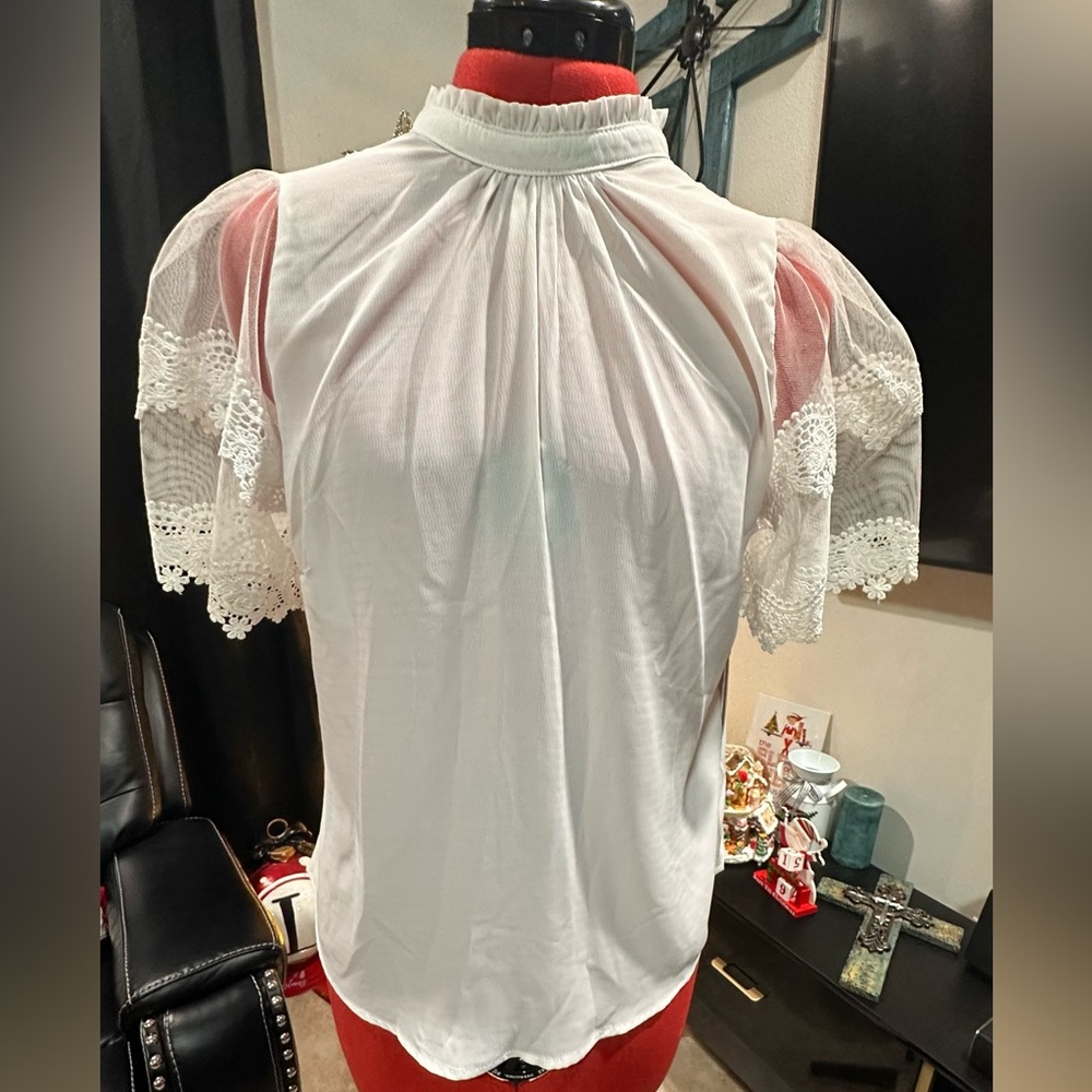 Iris White Lace Accent Blouse